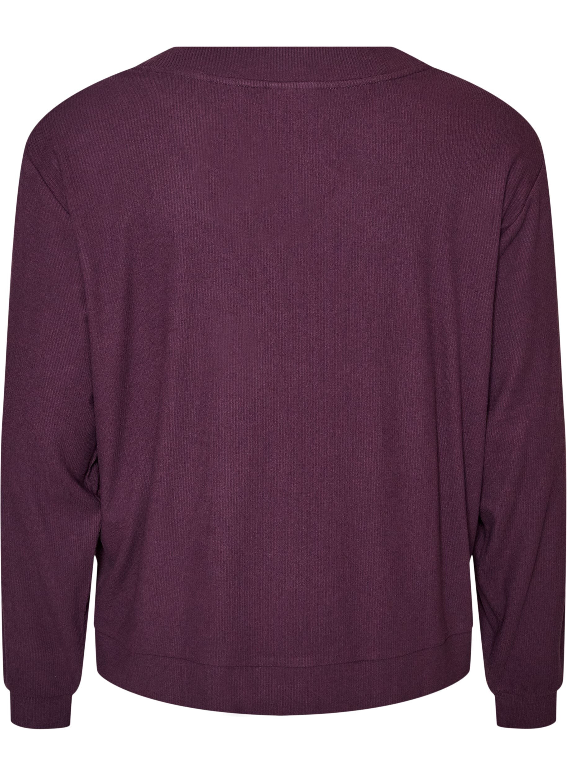 ZizziJerseycardigan med ribstruktur og V-hals, Lilla, Packshot image number 1