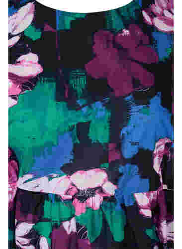 Tunika med blomsterprint i viskose, Black Flower AOP, Packshot image number 2