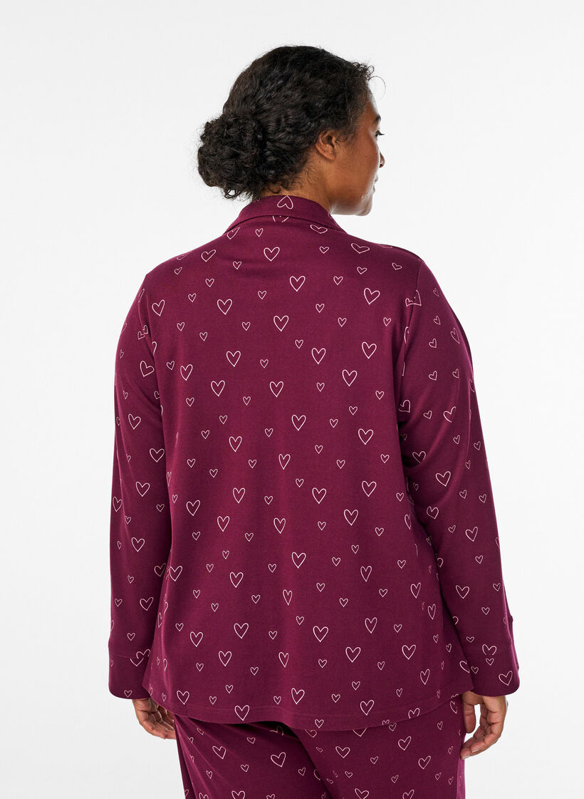 Bomulds pyjamas-skjorte med brystlomme, R&oslash;d, Model