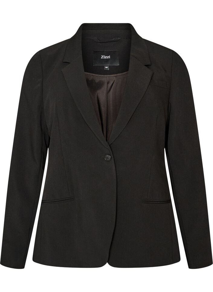 Klassisk blazer med enkel knaplukning, Sort, Packshot image number 0