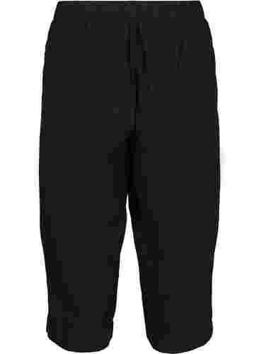 Løse culotte bukser i bomuld, Black, Packshot image number 1