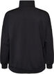 Jersey cardigan med lynl&aring;s og h&oslash;j krave, Sort, Packshot image number 1