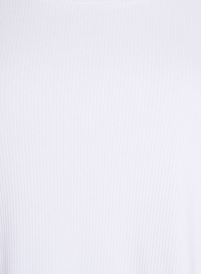 Ribbet jerseybluse med korte &aelig;rmer, Hvid, Packshot image number 2
