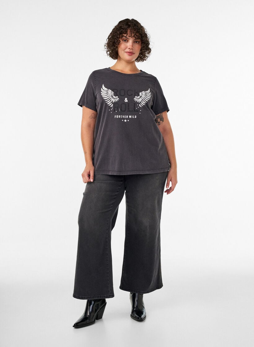 T-shirt i &oslash;kologisk bomuld med motiv, Sort, Model image number 1
