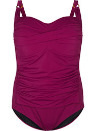 Vatteret badedragt med draperinger, R&oslash;d