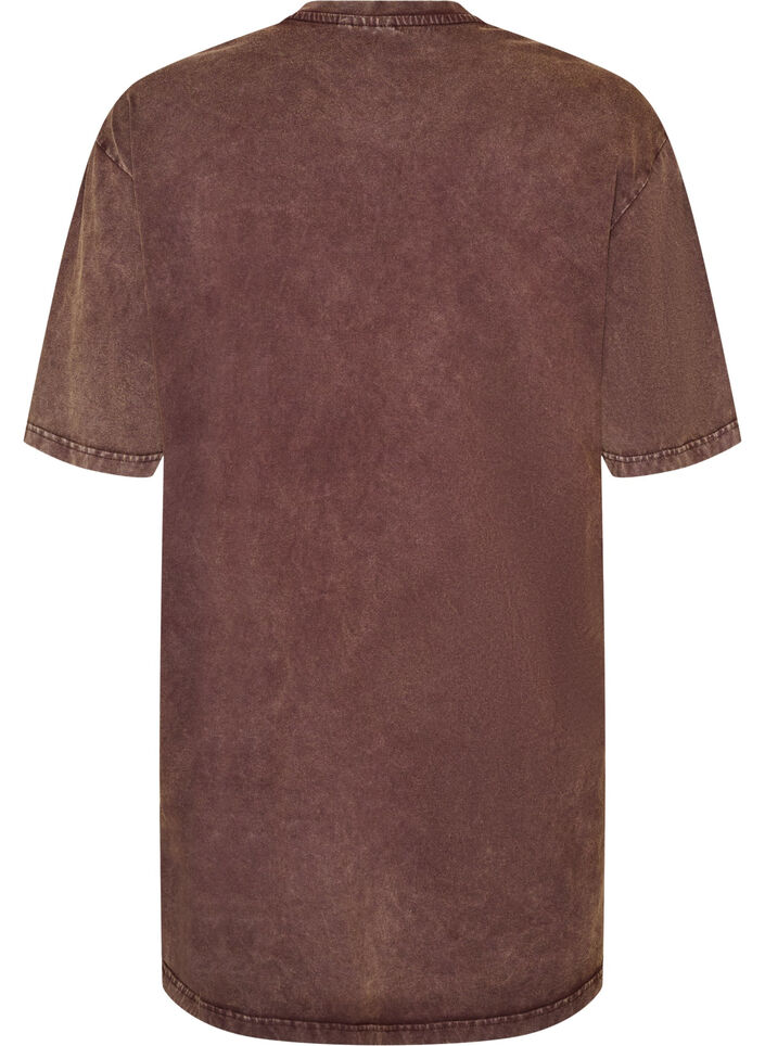 L&oslash;s T-shirtkjole med vasket look, Brun, Packshot image number 1