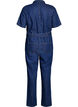 Denim jumpsuit med korte &aelig;rmer og bindeb&aelig;lte, Bl&aring;, Packshot image number 1