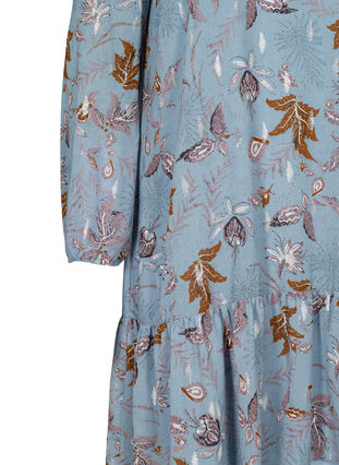 Langærmet kjole med blomsterprint, Light Blue AOP, Packshot image number 3