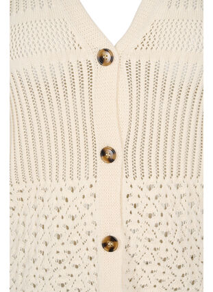 Kortærmet strik cardigan med knapper, Warm Off-white, Packshot image number 2