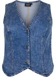 Slim fit denim vest med knapper, Blue Denim