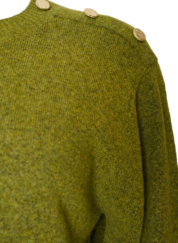 Strikbluse med knapdetalje, Gr&oslash;n, Packshot image number 2