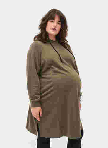 Graviditets sweatkjole med hætte, Ivy Green, Model image number 0
