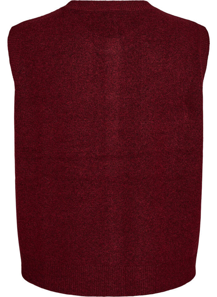 Strikket vest med dekorative knapper, M&oslash;rk Bordeaux, Packshot image number 1