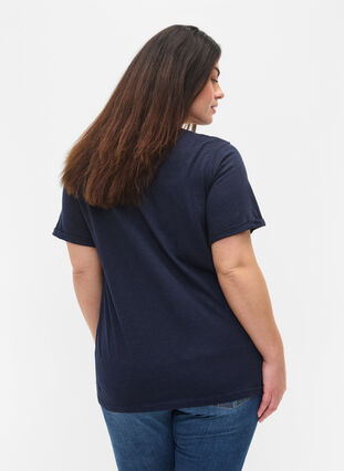 Bomulds t-shirt med korte ærmer, Navy Blazer, Model image number 1