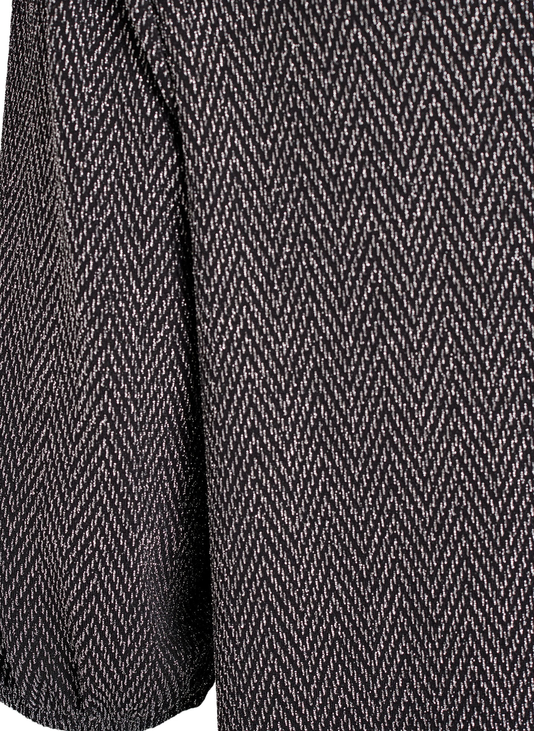 Zizzi Bluse med glitterm&oslash;nster og 3/4 &aelig;rmer, Sort, Packshot image number 3