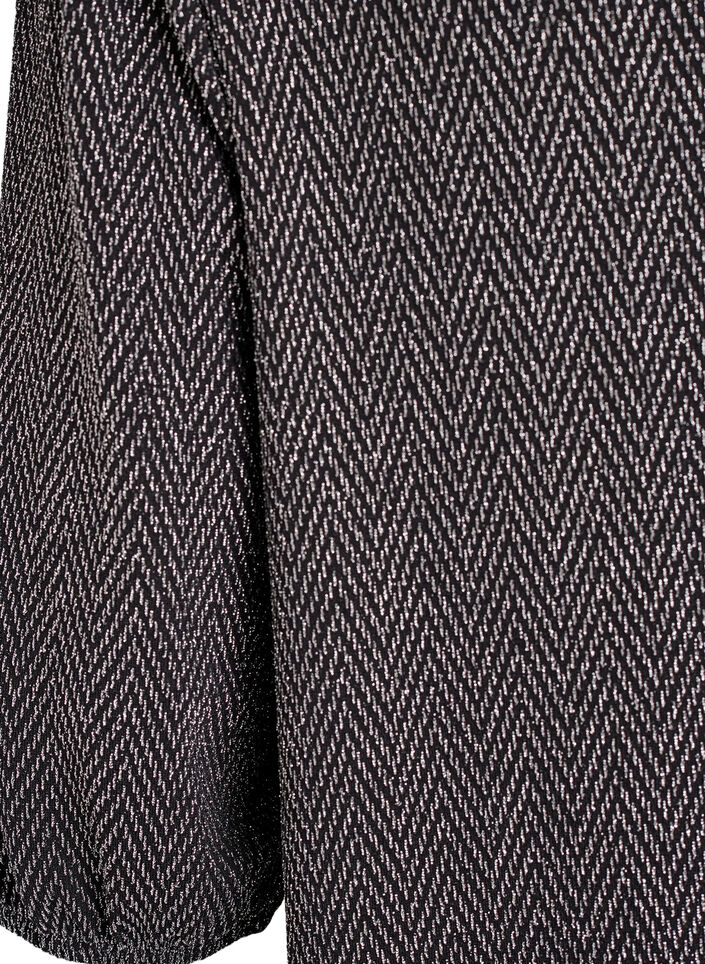 Bluse med glittermønster og 3/4 ærmer, Sort, Packshot image number 3