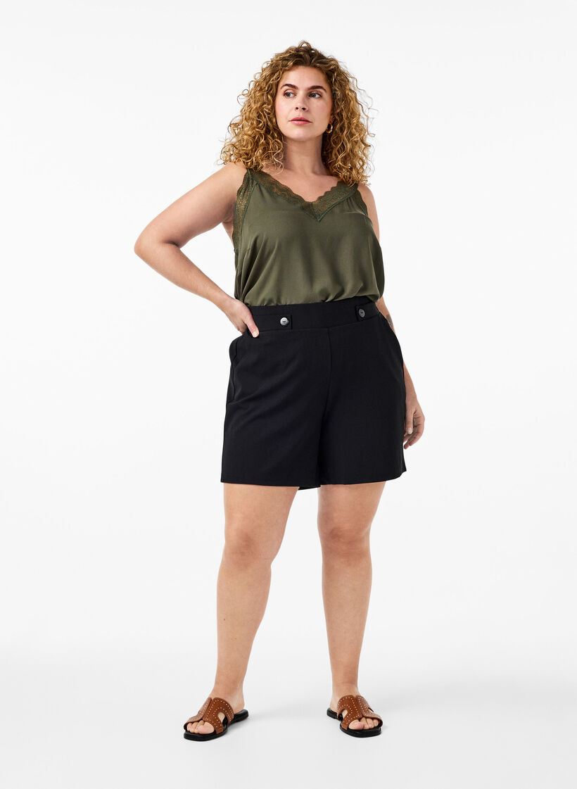 Top med blonder i viskose , Thyme, Model image number 2