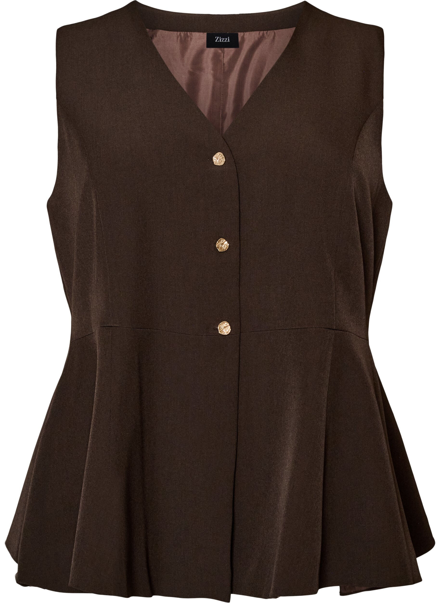 N&aring;lestribet vest med peplum