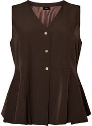 N&aring;lestribet vest med peplum, Brun