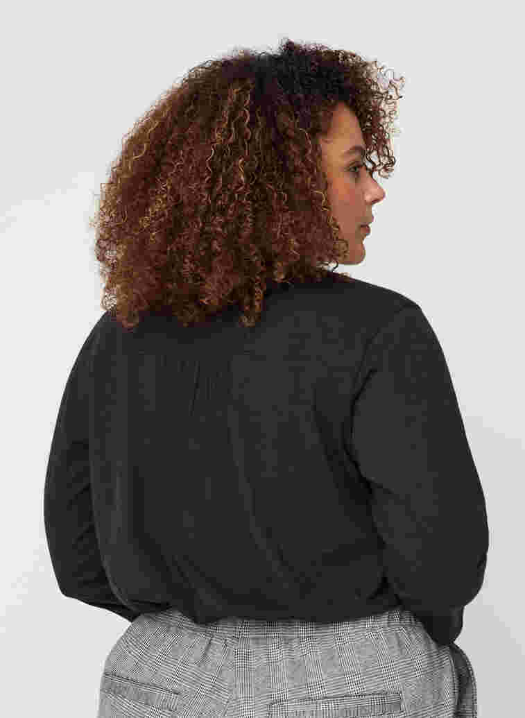 Bluse med 3/4 ærmer, Black, Model image number 2