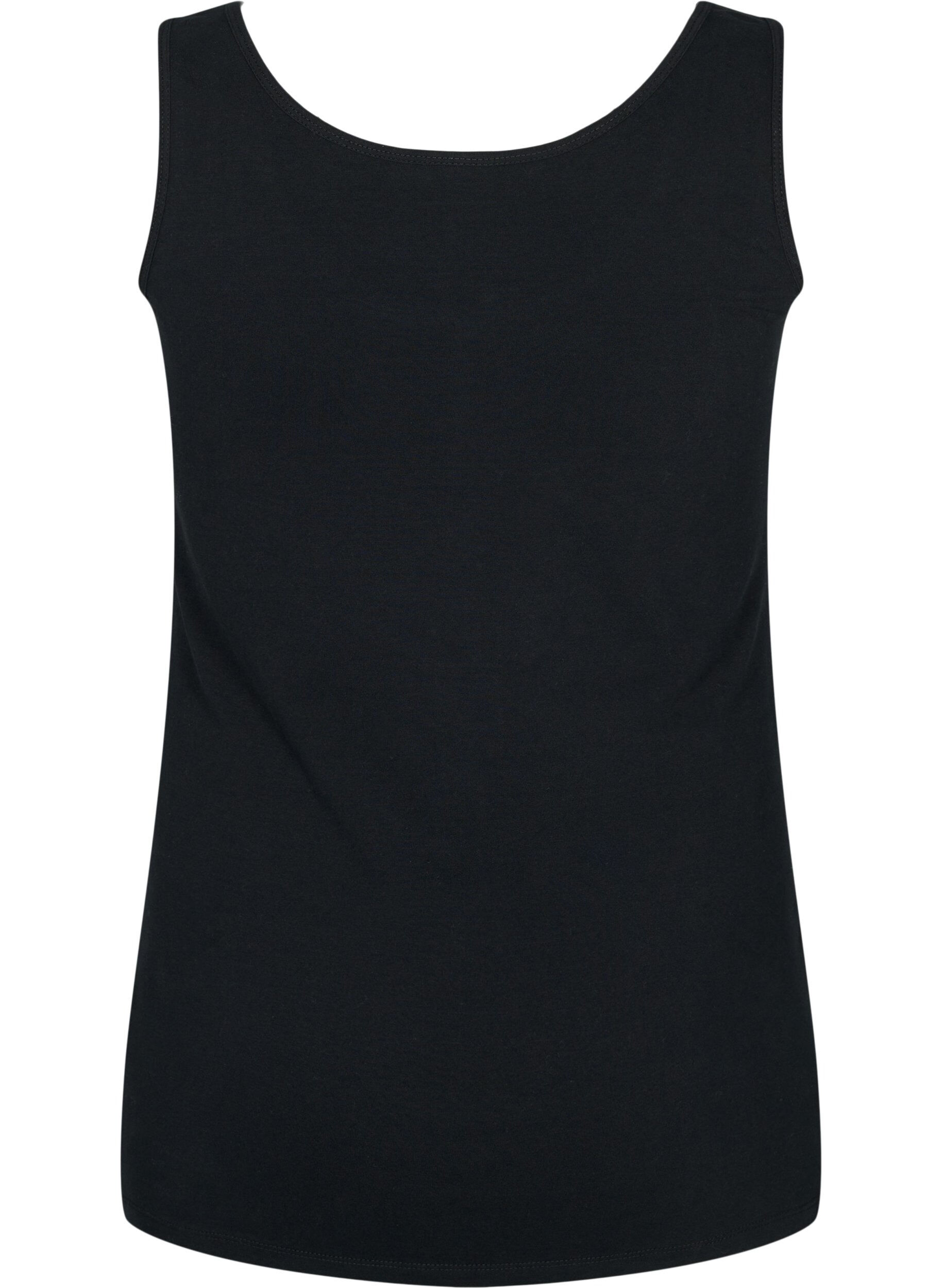 ZizziEnsfarvet basis top i bomuld, Sort, Packshot image number 1