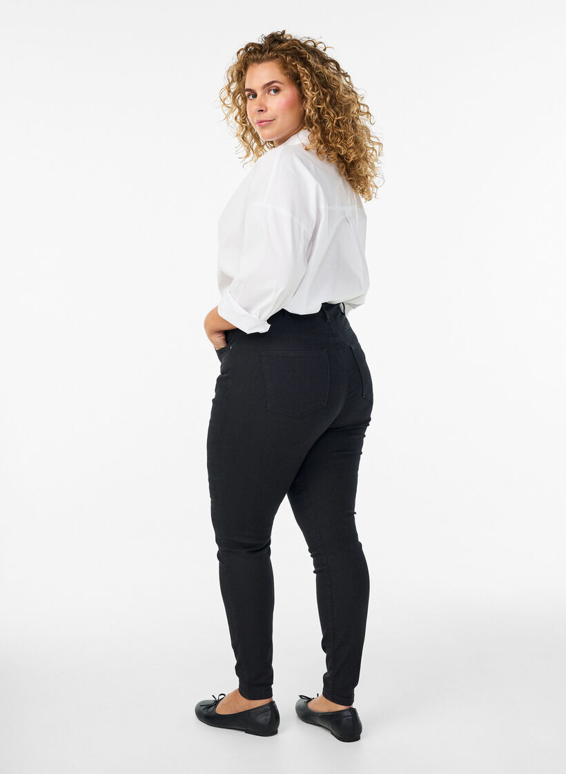 Amy jeans med h&oslash;j talje og super slim fit, Sort, Model image number 1