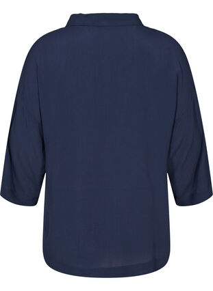 Viskose skjorte med 3/4 ærmer, Navy Blazer, Packshot image number 1