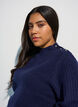 Ribstrikket sweater med ballon&aelig;rmer og knapper, Bl&aring;, Model image number 3