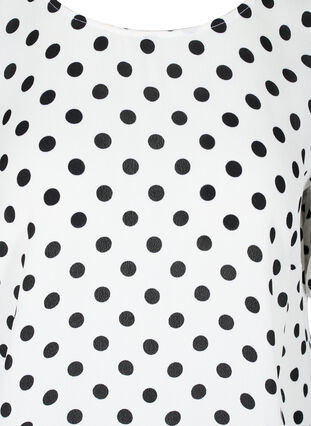 Viskose bluse med korte ærmer og prikker, White w. Black Dot, Packshot image number 2
