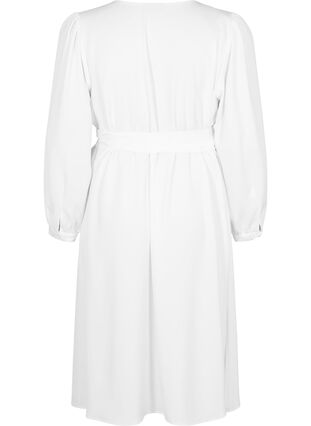 Wrap kjole med lange ærmer, Bright White, Packshot image number 1