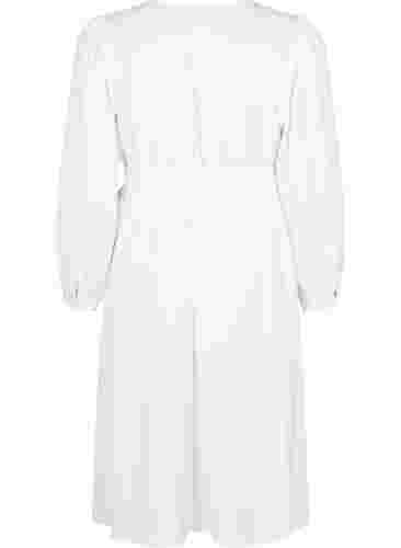 Wrap kjole med lange ærmer, Bright White, Packshot image number 1