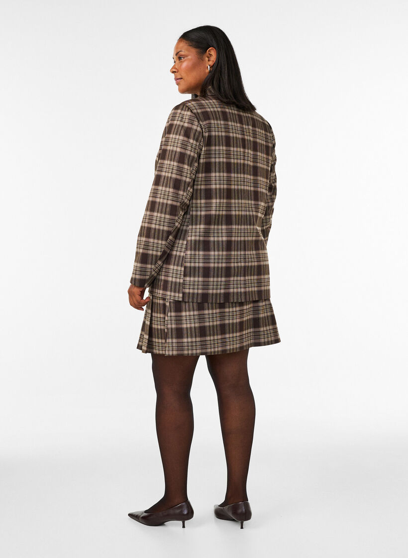 Ternet blazer med lommer og slids, Brun, Model