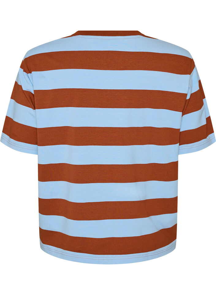 Oversize T-shirt med striber og 1/2 &aelig;rmer, Bl&aring;, Packshot image number 1