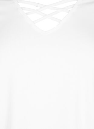 T-shirt med v-udskæring og krydsdetalje, Warm Off-white, Packshot image number 2