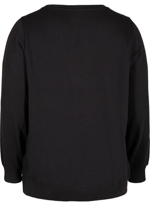 Sweatshirt i bomuldsmix, Black, Packshot image number 1