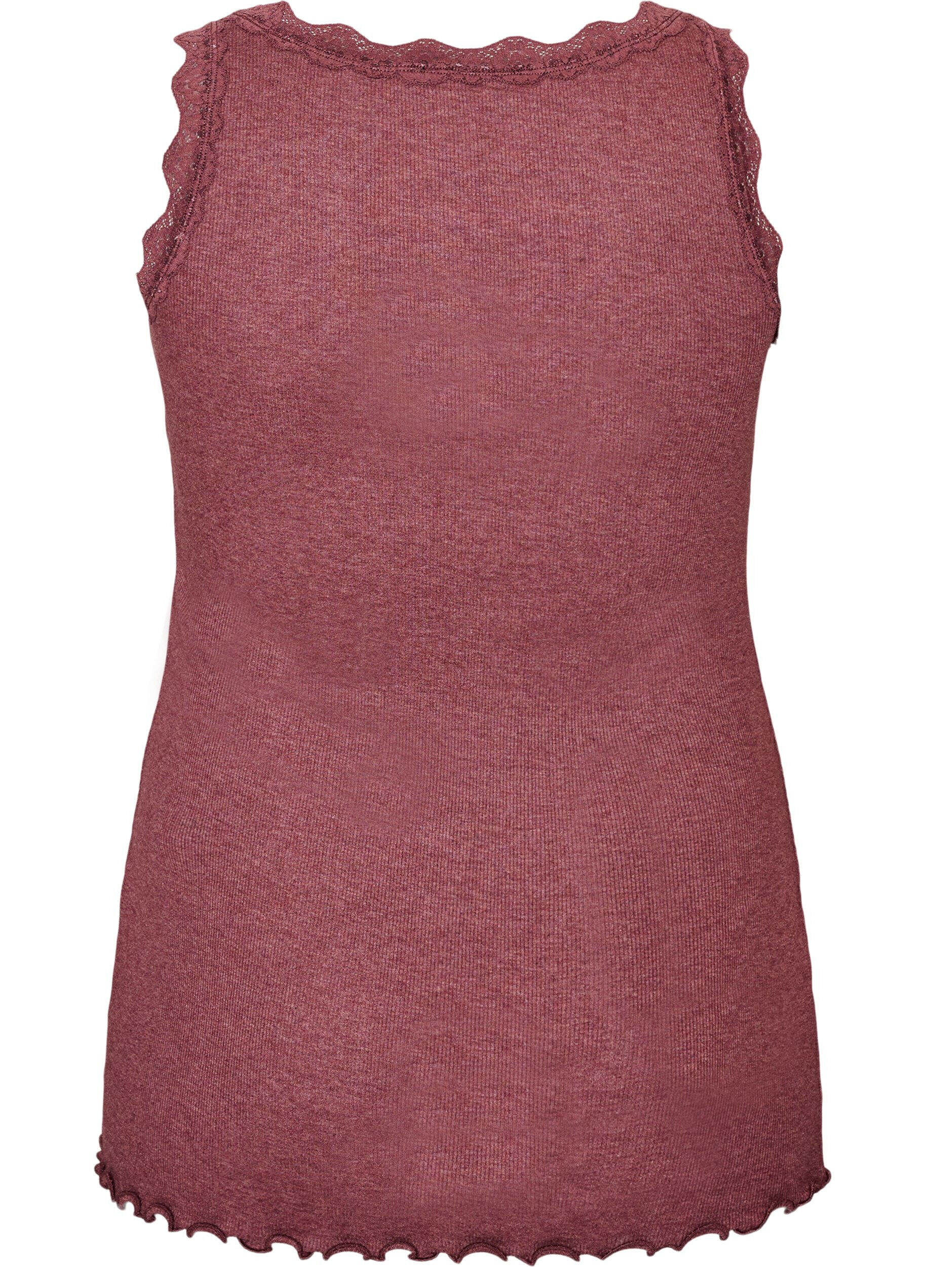 ZizziRibtop med blondekant, R&oslash;d, Packshot image number 1