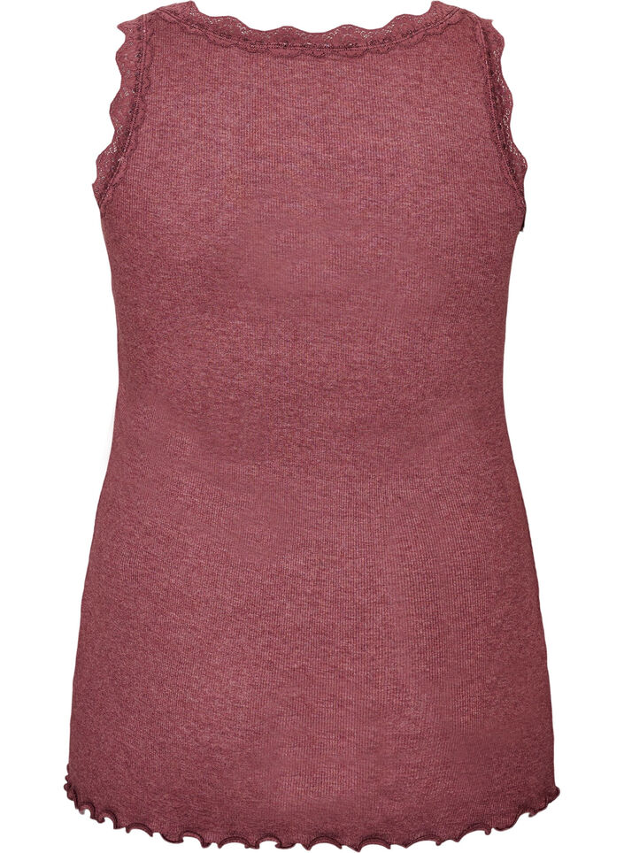 Ribtop med blondekant, R&oslash;d, Packshot image number 1