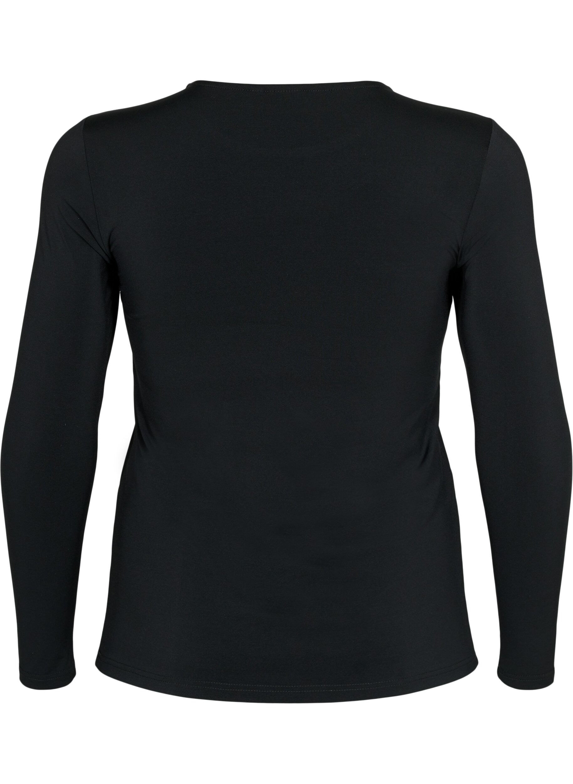 Zizzi Cut-out bluse med lange &aelig;rmer, Black, Packshot image number 1