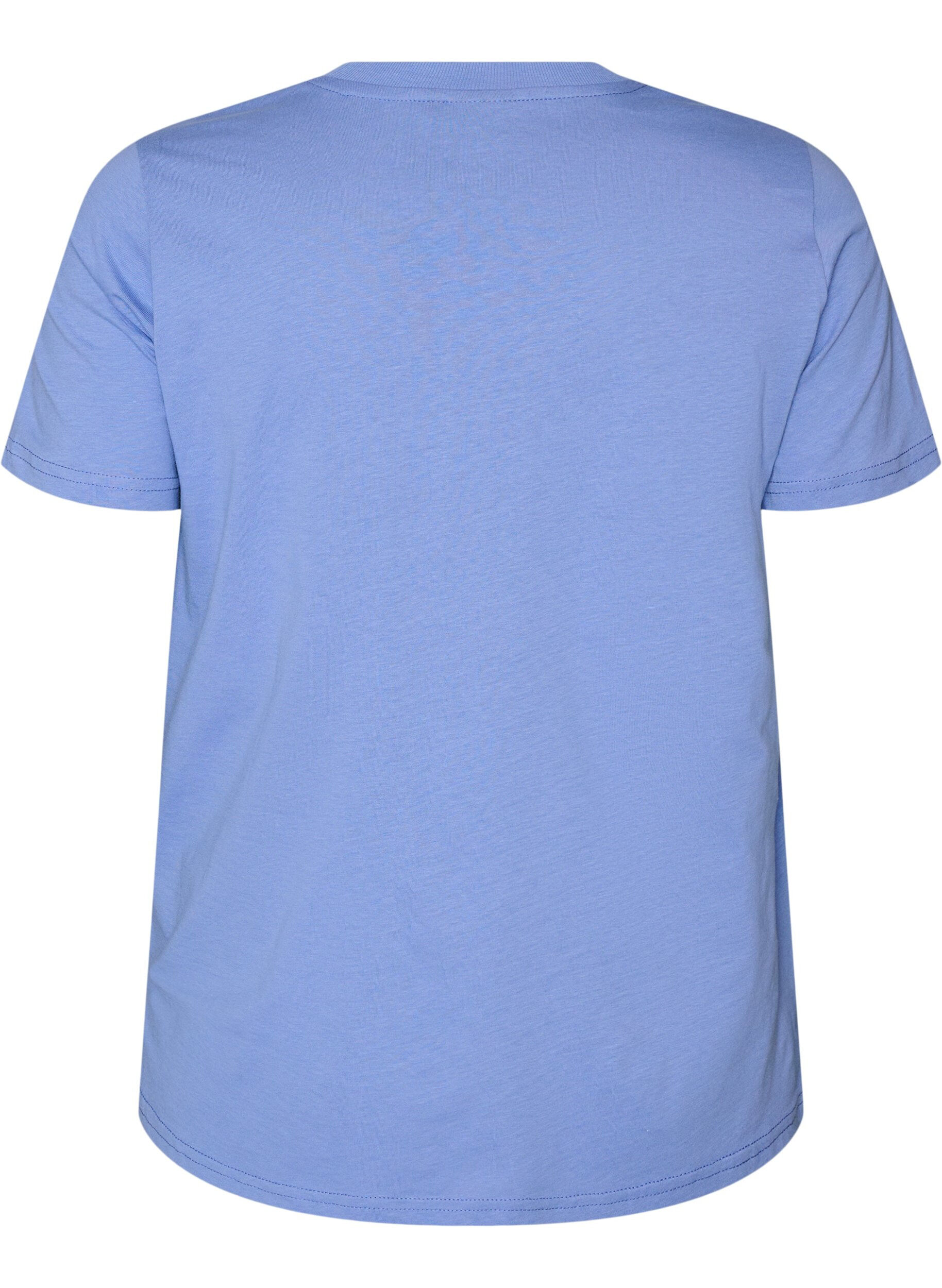 ZizziBasis t-shirt i bomuld med rund hals, Lilla, Packshot image number 1