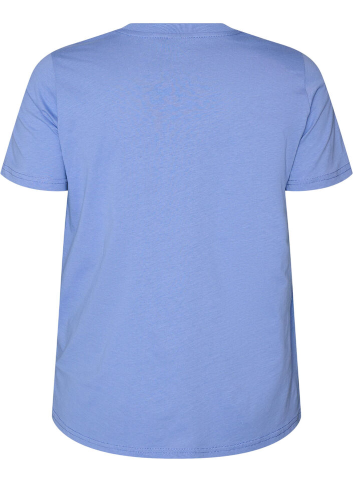 Basis t-shirt i bomuld med rund hals, Lilla, Packshot image number 1