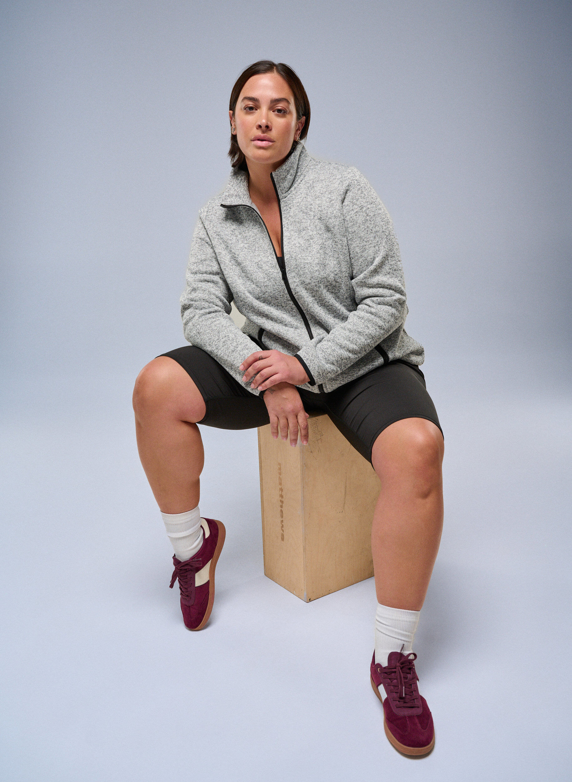 ZizziJersey cardigan med h&oslash;j krave og lynl&aring;s, Gr&aring;, Image image number 0