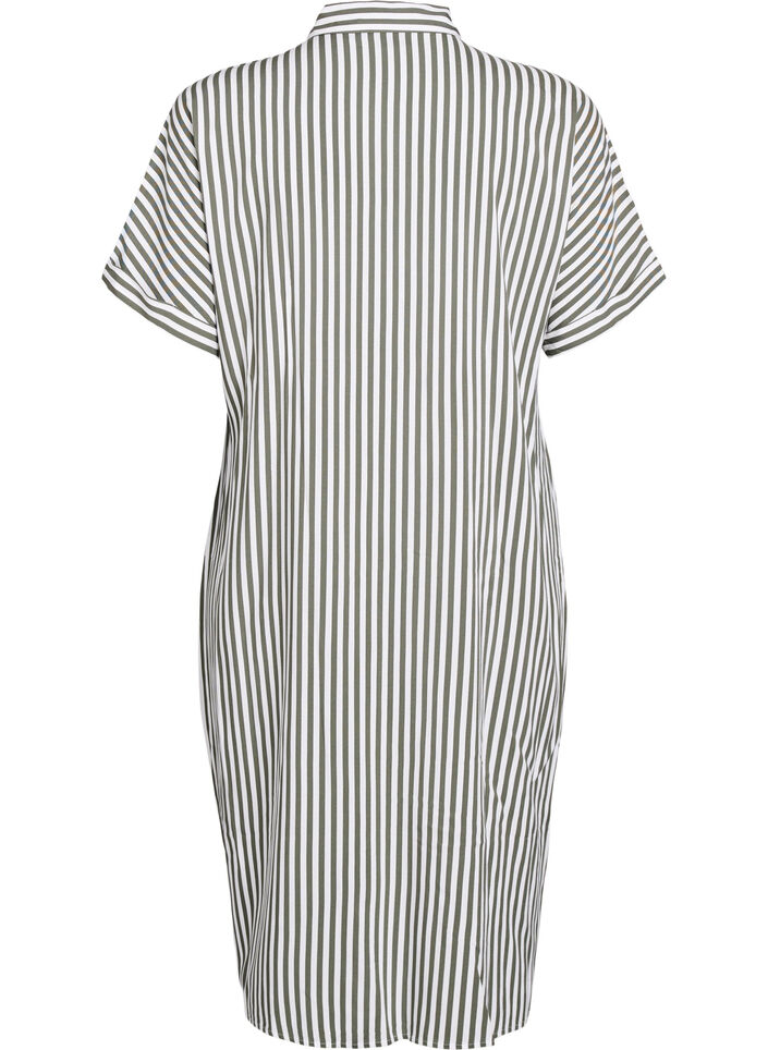 Lang skjortekjole med korte &aelig;rmer, Gr&oslash;n, Packshot image number 1