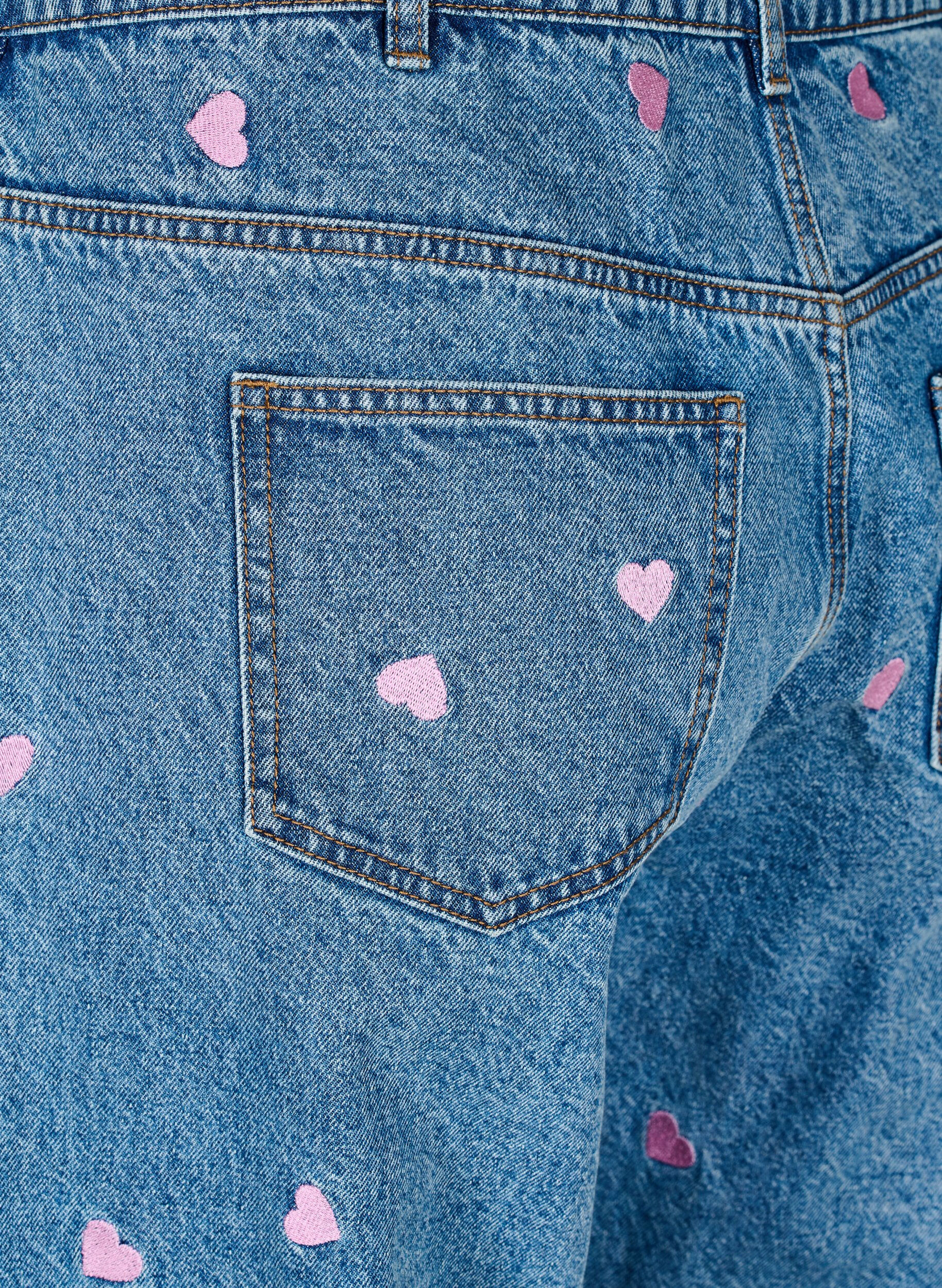 Zizzi Mille mom fit jeans med broderi, Bl&aring;, Packshot image number 3