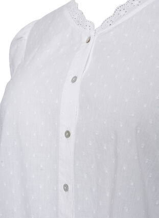 Skjortebluse med struktur og broderi anglaise, Bright White, Packshot image number 2