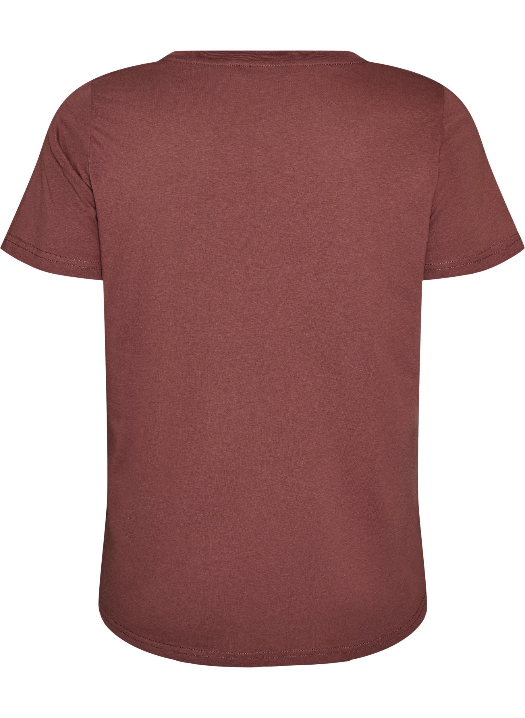 ZizziT-shirt i bomuld med frontprint og V-hals, Lyser&oslash;d, Packshot image number 1