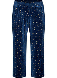 Pyjamasbukser i velour med all-over print, Bl&aring;