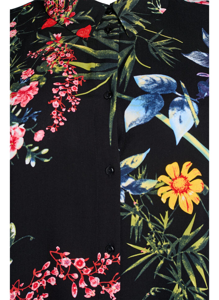 L&oslash;stsiddende lang skjorte i viskose, Sort, Packshot image number 2