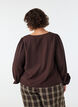 Viskosebluse med V-hals og ballonpasform, Brun, Model image number 2