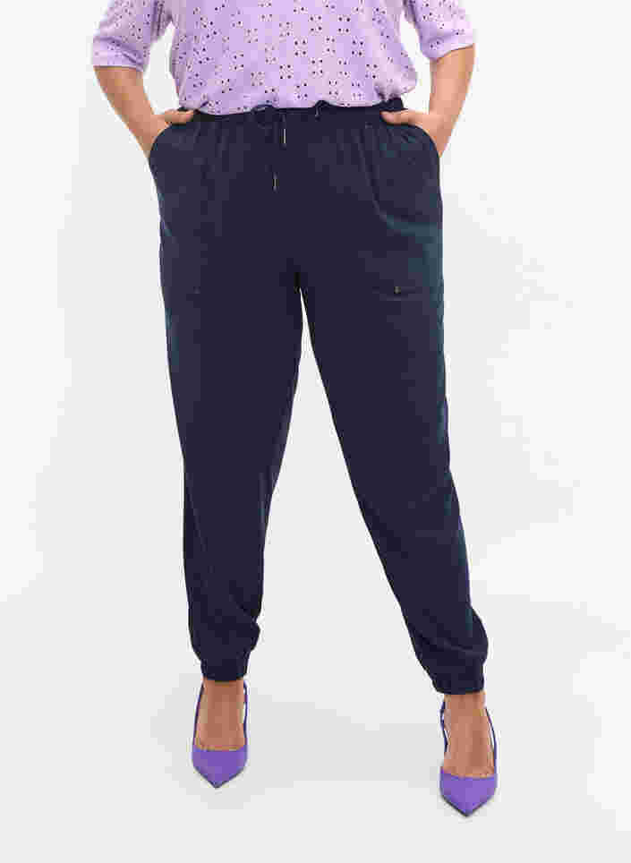 Bukser med lommer og elastikkant , Navy Blazer, Model image number 1
