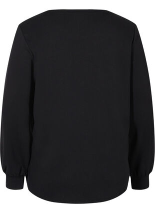 Sweatshirt med rund hals og lange ærmer, Black, Packshot image number 1